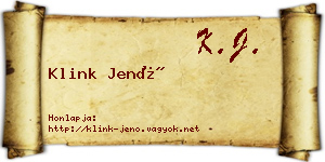 Klink Jenő névjegykártya